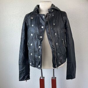 NWOT We The Free Vegan Leather Hoodie Jacket Size XS
